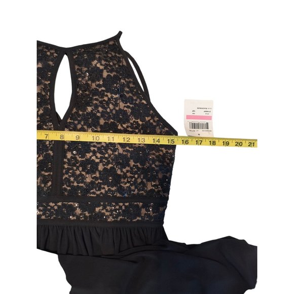 NIGHTWAY Womens Sequined Lace Gown Sleeveless Halter Maxi Evening Fit + Flare 10 - Picture 7 of 11